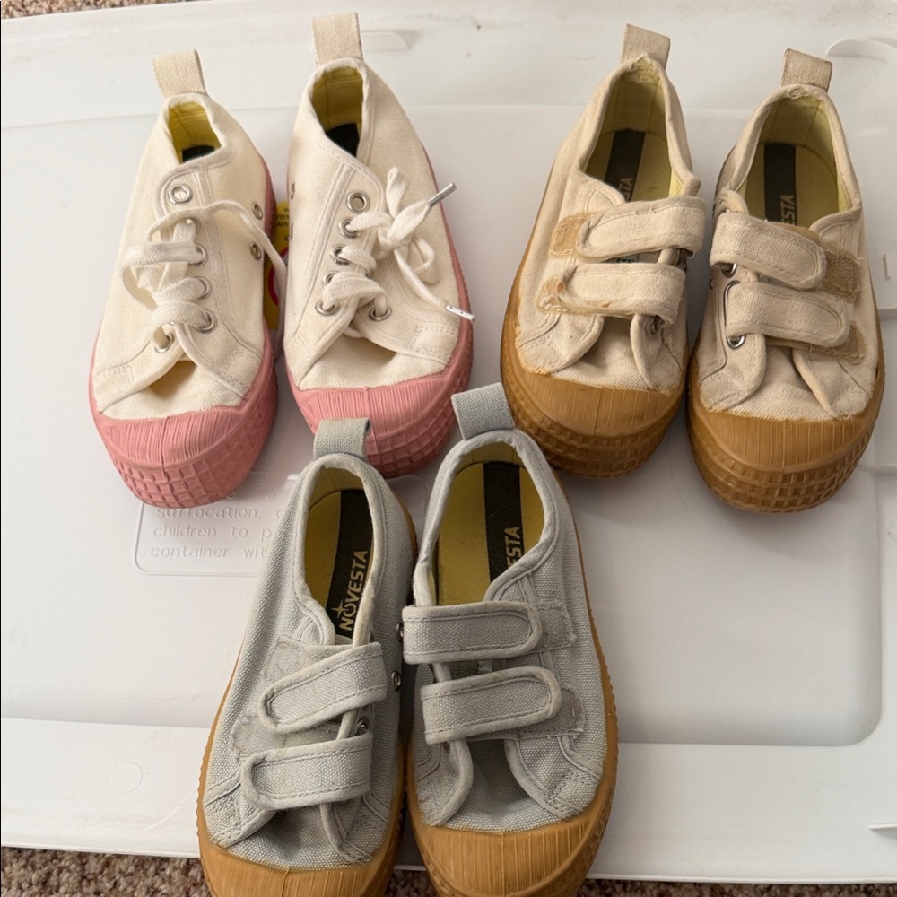 Novesta Kids' Sneakers in Cream, Pink, and Tan